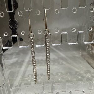 Michael Kors Silver Crystal Bar Drop Earrings